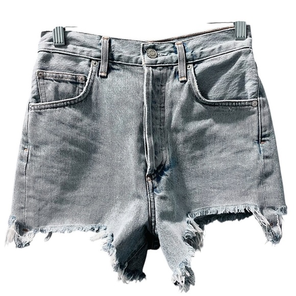 Agolde Premium Cut Off Denim Jean Shorts Size 24 High Waisted Button Fly Casual - Picture 1 of 5